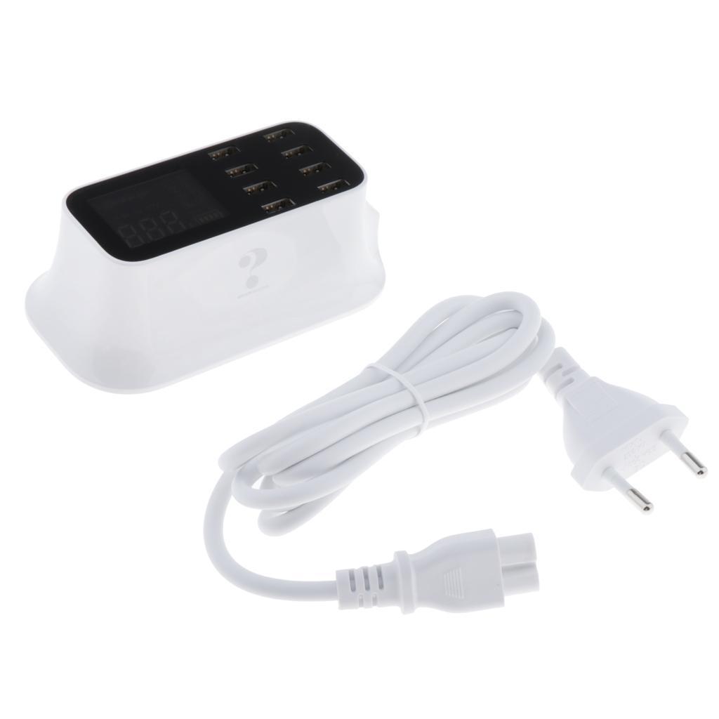 8 Ports USB Charger LCD Display Hub for Laptop Phone Charging EU