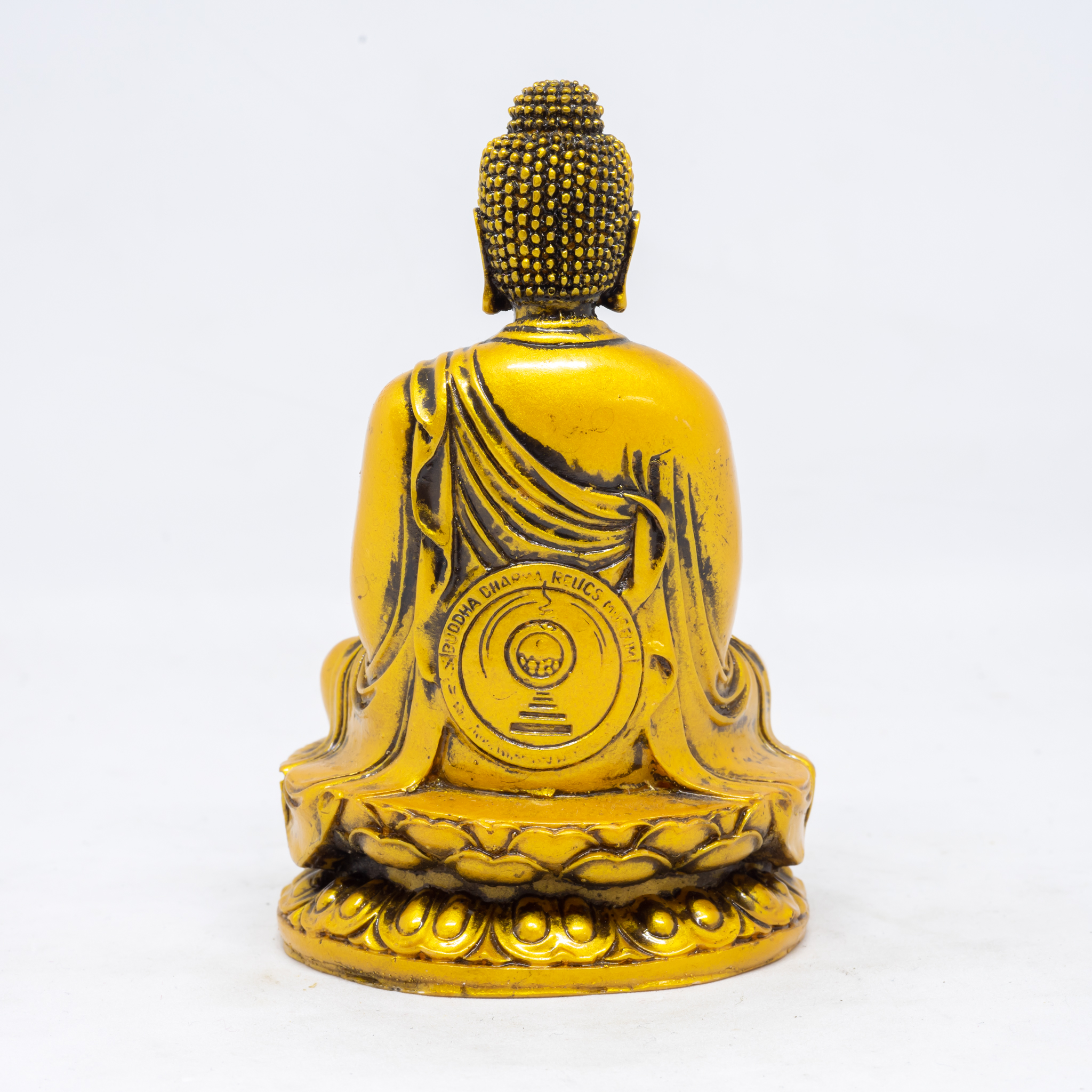 Tượng Phật A Di Đà ngồi thiền tòa sen bằng đá màu vàng cao 12cm