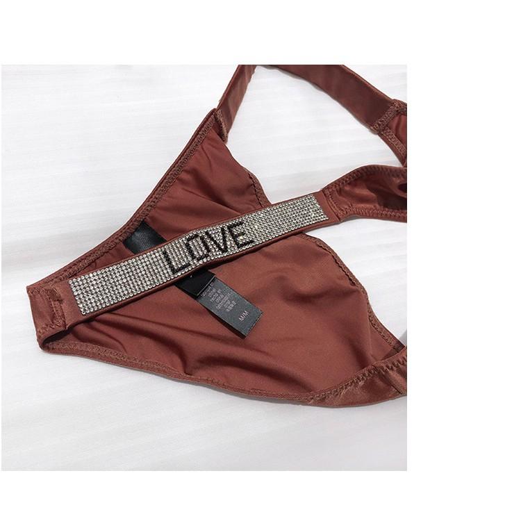  Quần Lót Lụa Đính Đá Sexy Love P313