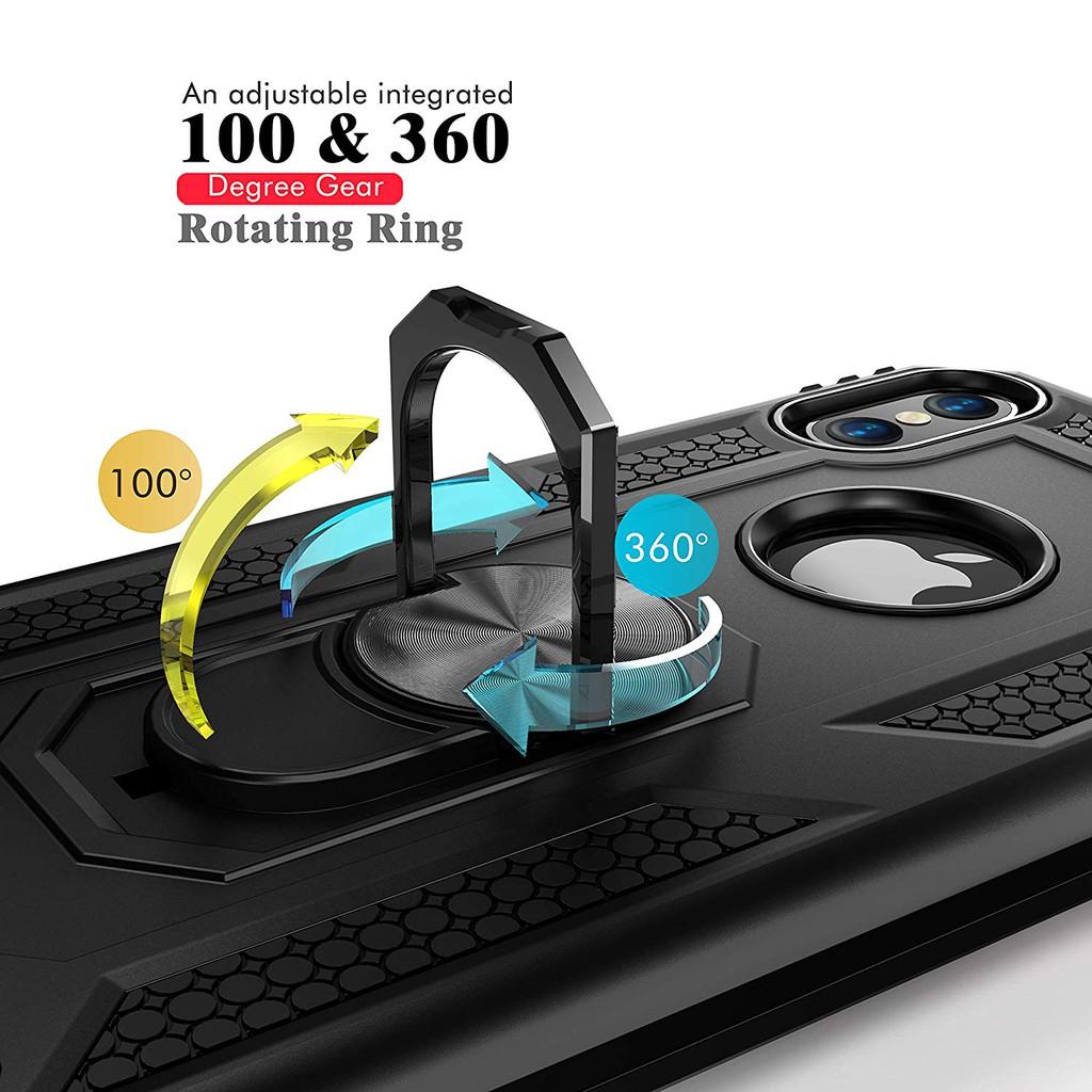 Ốp lưng cho iPhone X XS chống sốc 2 lớp kèm nhẫn iring làm giá đỡ