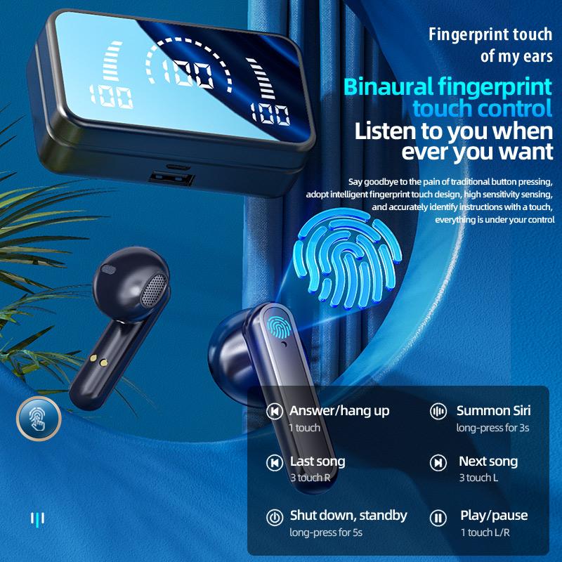 Gương Tws Tai Nghe Không Dây Fone Bluetooth 5.2 Tai Nghe Nhét Tai Thể Thao Tai Nghe Nhét Tai Có Mic 2200Mah Sạc Hộp Cho Tất Cả Các Dòng Điện Thoại
