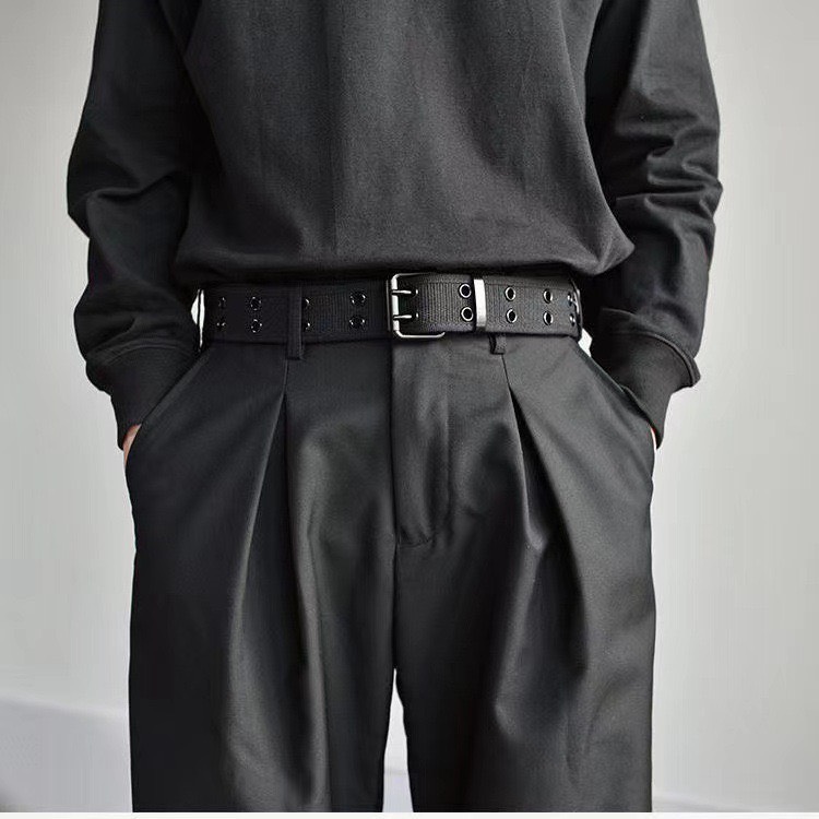 Hình ảnh Thắt lưng vải canvas hai lỗ bấm, dây nịt lưng bản dây 4cm phong cách đơn giản Hàn Quốc- DRU - Hàng Chính Hãng