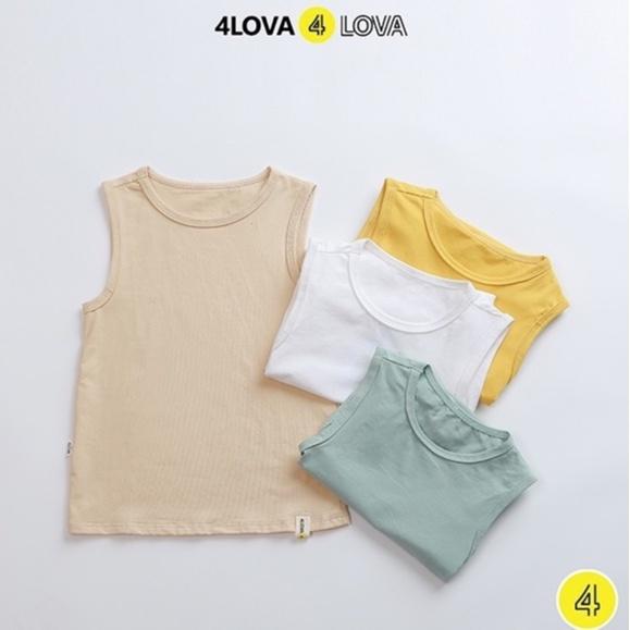 Áo ba lỗ sát nách bé trai bé gái chất cotton trơn 4LOVA basic hàng chính hãng từ 8-40kg