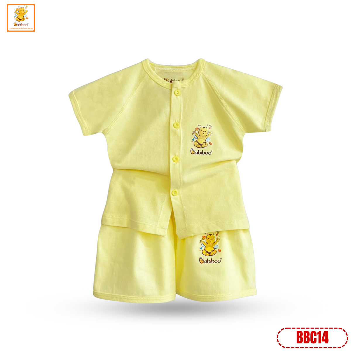 Bộ sơ sinh Babiboo bộ ngắn tay cotton cho bé mềm mại, thấm hút mồ hôi - BBC14