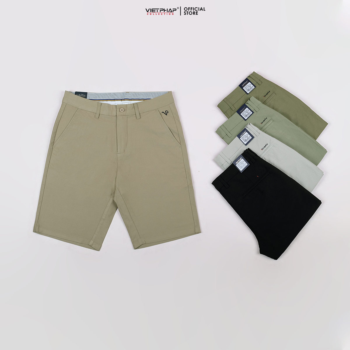 Quần Short Kaki Nam VIỆT PHÁP Form Basic Chất liệu Cotton mềm mịn hút mồ hôi tốt 13302