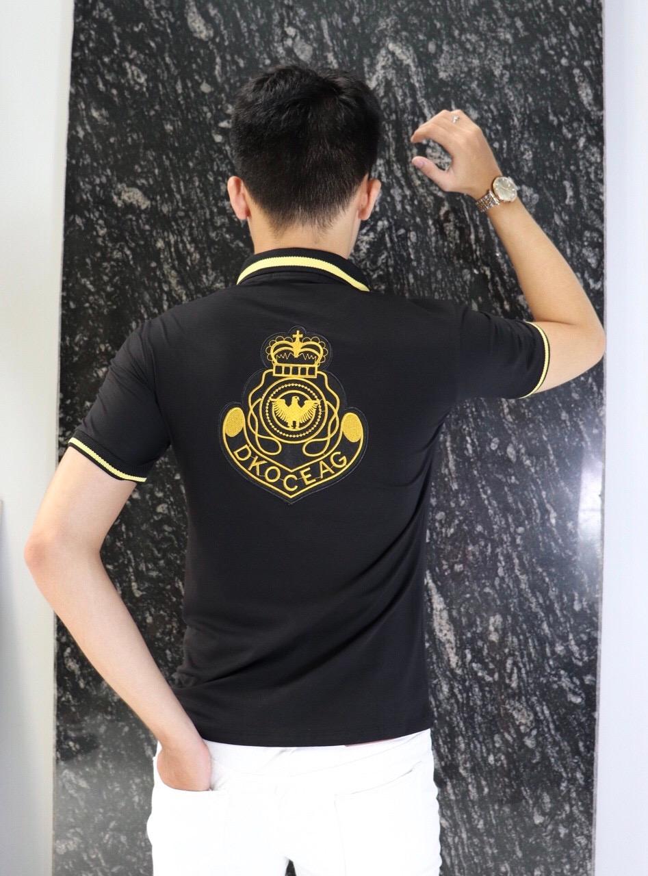 ÁO THUN NAM COTON CỔ BẺ THÊU LOGO CỰC ĐẸP