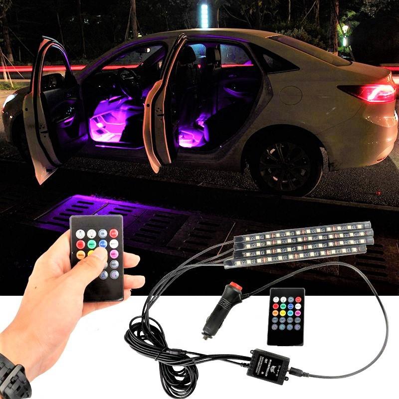 Đèn gầm ghế 4 led kèm điều khiển đổi màu hiệu ứng cực đẹp trang trí nội thất ô tô loại tốt