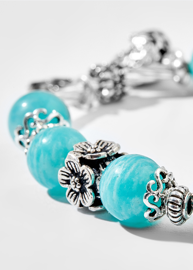 Vòng tay đá Amazonite charm voi bạc Ngọc Quý Gemstones