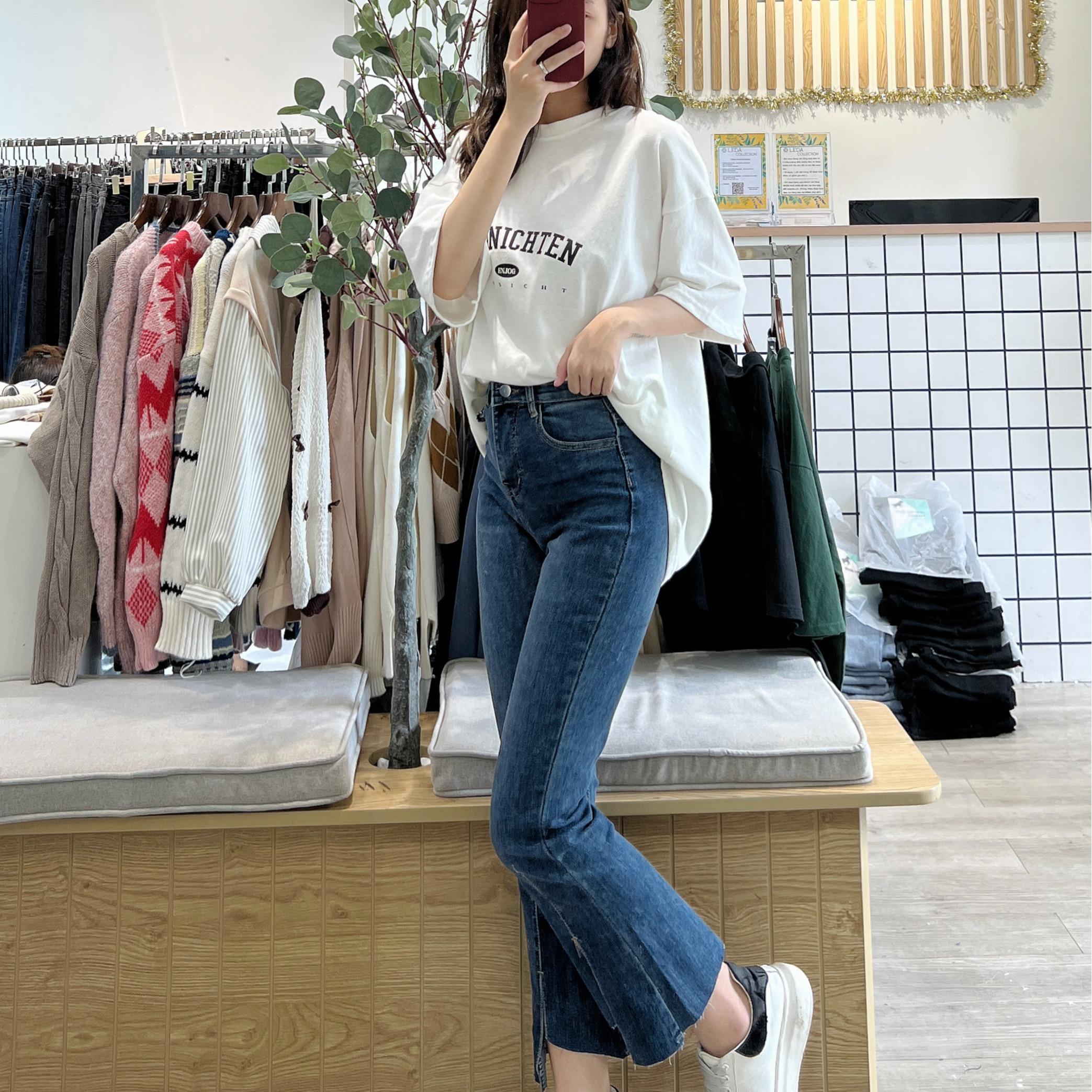 Quần Jean Loe 9 Tấc LỆCH TÀ Co Dãn - Leda
