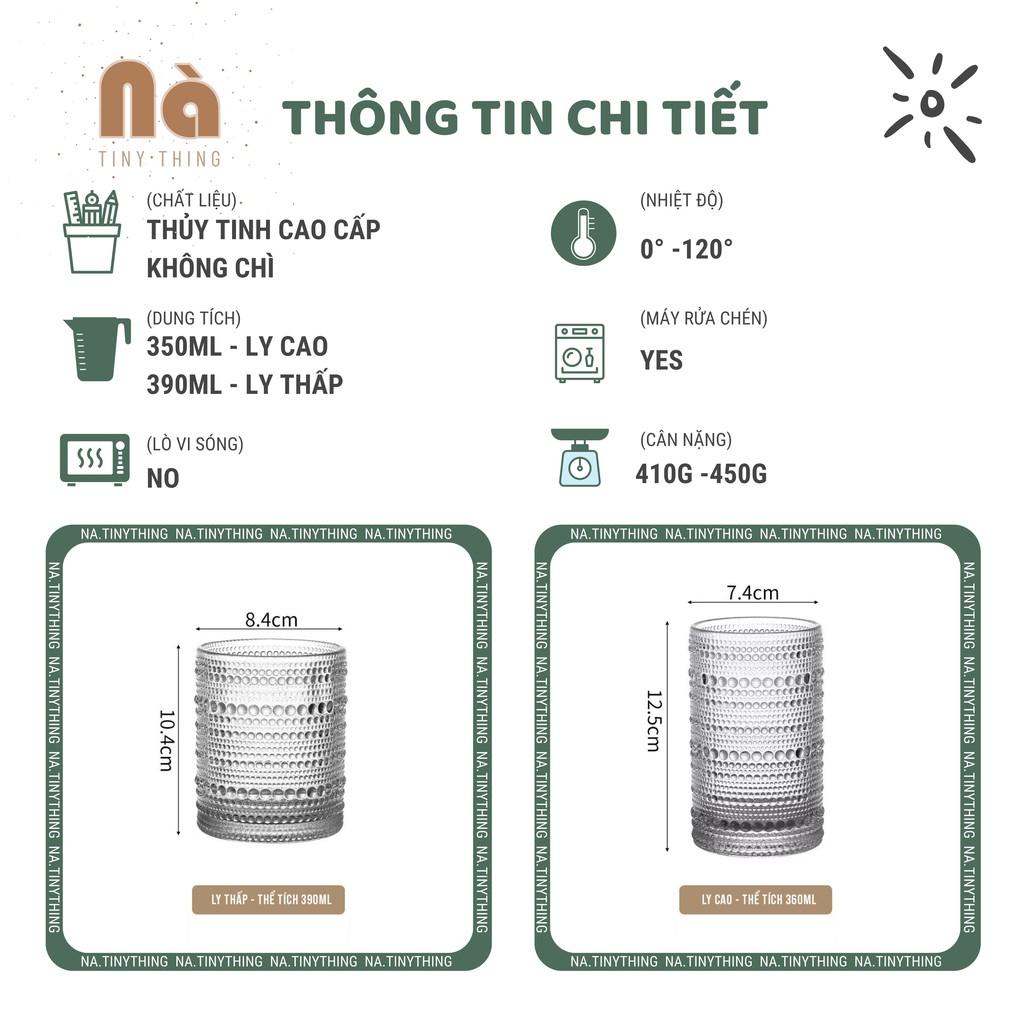 Ly cốc thuỷ tinh trong suốt chịu nhiệt dùng uống nước, cà phê, trà sữa hoạ tiết ngọc trai phong cách Hàn Quốc Pearl Cup
