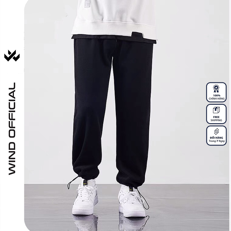 Quần jogger ống rộng WIND unisex dây rút bo chun Basic overszie nam nữ ulzzang