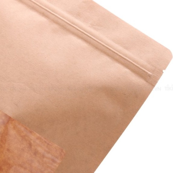 Túi giấy Kraft nâu zipper cửa sổ nhỏ 15x22 cm (1kg)