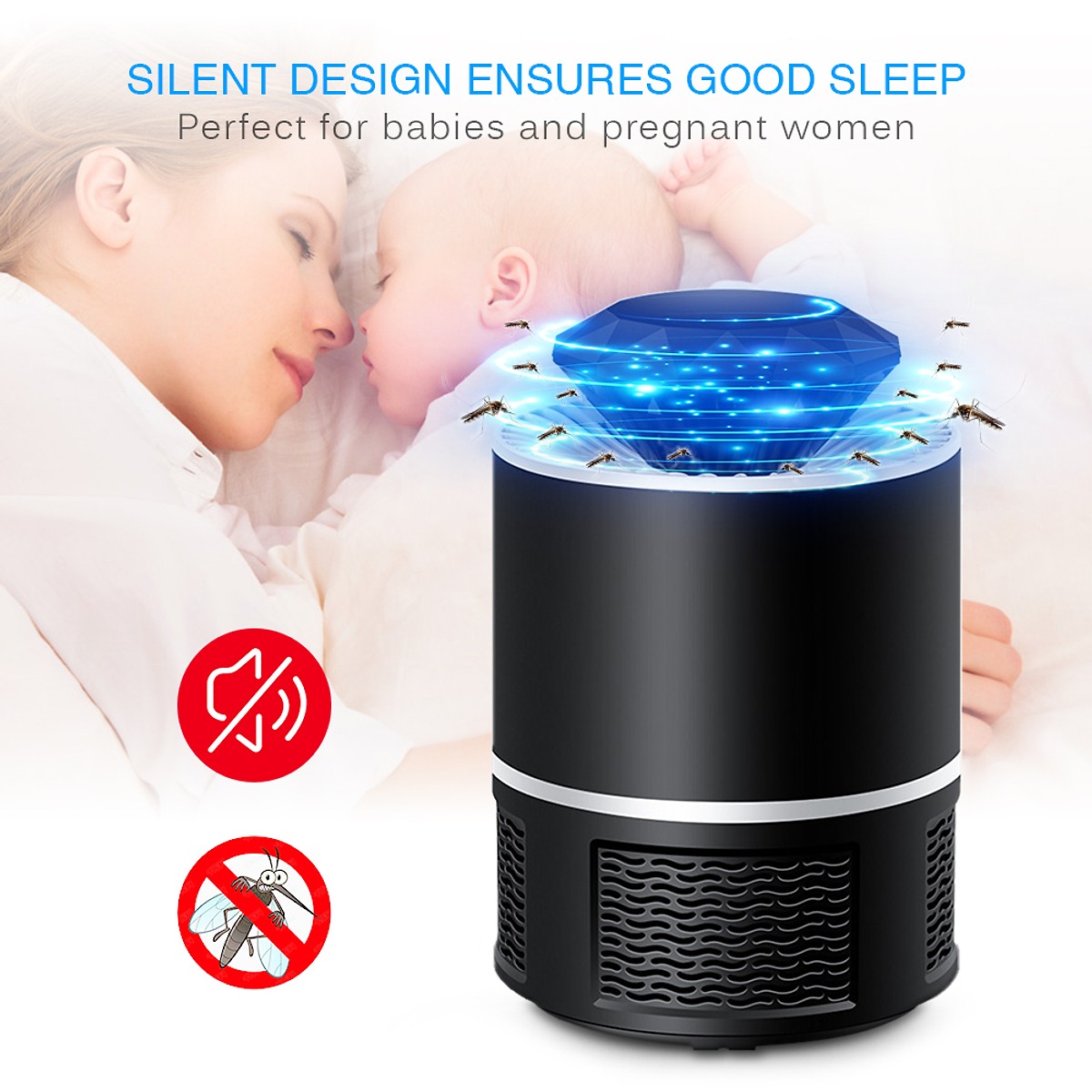 Máy bắt muỗi bóng đèn LED thông minh đầu cắm tiện dụng, nhẹ nhàng khi di chuyển