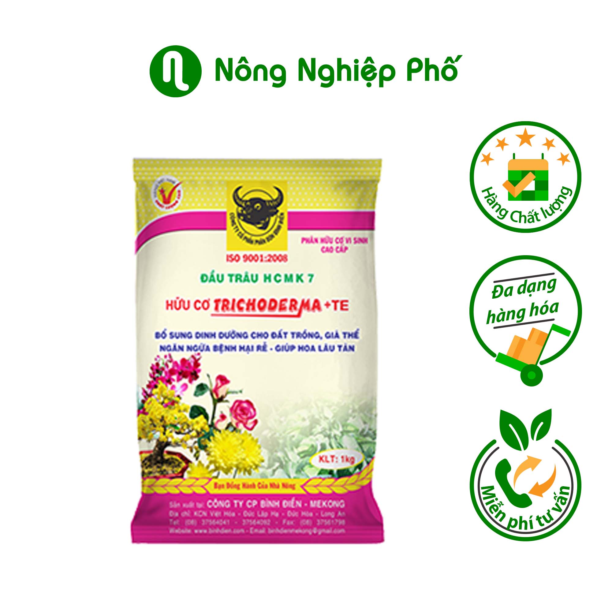 PHÂN ĐẦU TRÂU HCMK7 HỮU CƠ TRICHODERMA + TE - 1 KG - PHÂN HỮU CƠ SINH HỌC - TĂNG CƯỜNG THÊM NẤM ĐỐI KHÁNG - KÍCH THÍCH RỄ CÂY PHÁT TRIỂN