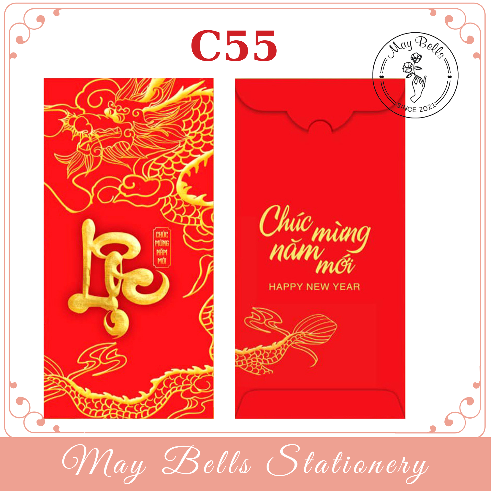 Bao Lì Xì Tết 2024 Giáp Thìn Mẫu PHÚC LỘC THỌ Được Chọn Mẫu, Bao Lì Xì Mừng Tuổi Cao Cấp, Sang Trọng, Dễ Thương