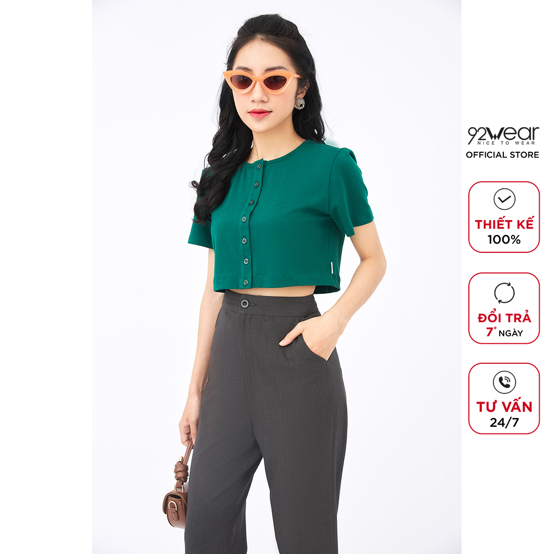 Áo Thun nữ 92WEAR Thiết Kế cài cúc thân trước ATW0939