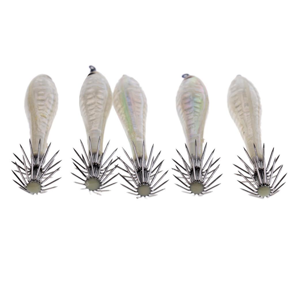 15Pcs 9.5cm Glow In Dark Luminous Hard Fishing Lures Baits Squid Jigs Fishing Tackle Hook