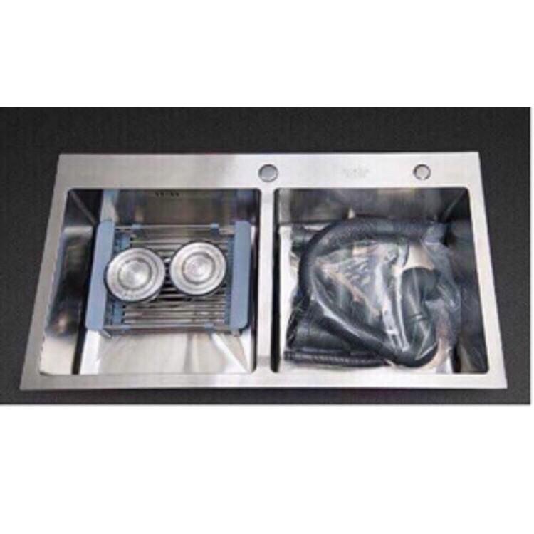 CHẬU RỬA CHÉN CAO CẤP INOX 304 82*45*23