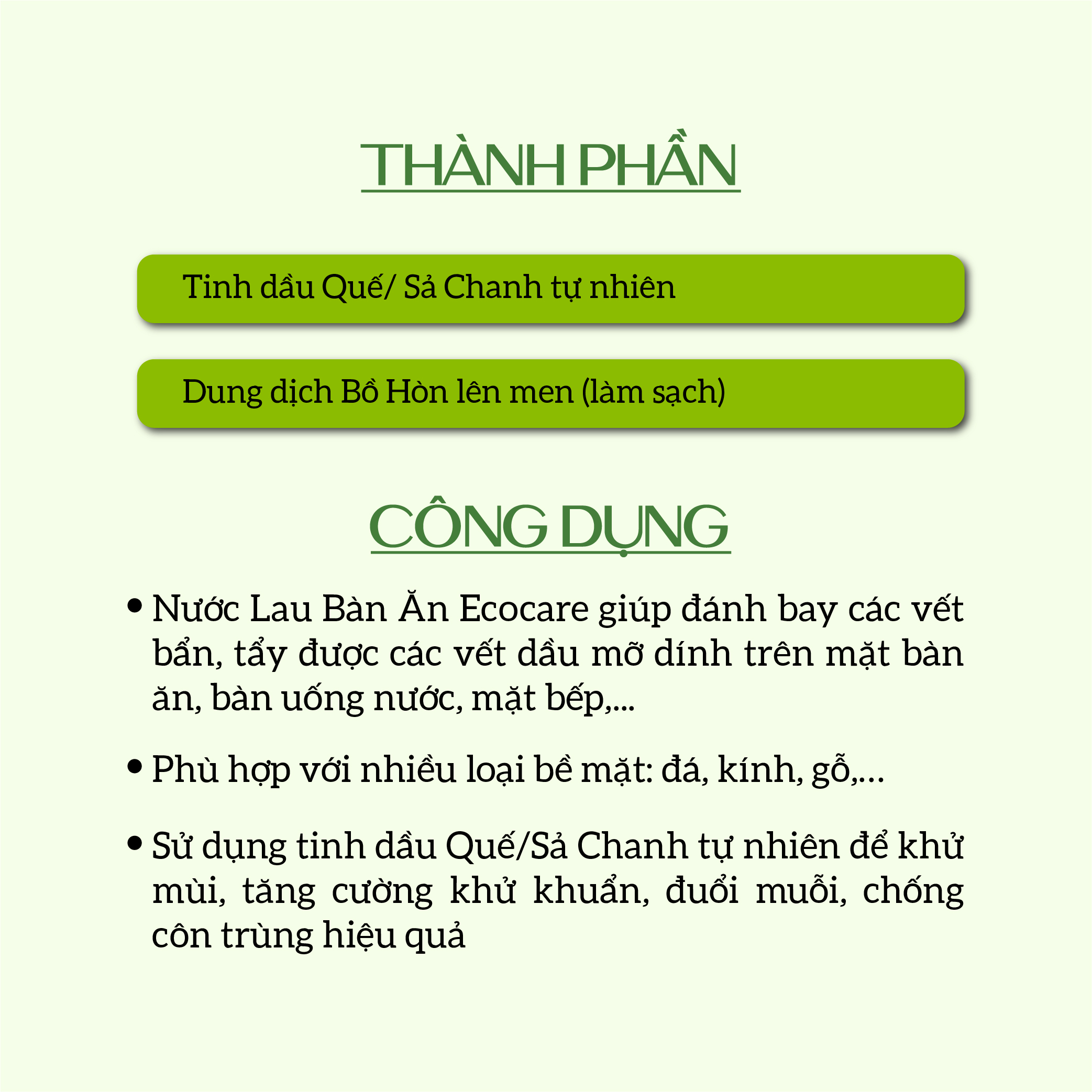 Nước xịt tẩy đa năng hữu cơ Bồ Hòn tinh dầu Quế 500ML thương hiệu Ecocare