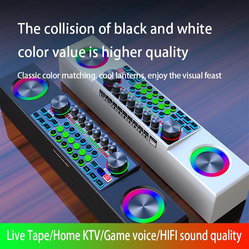 Loa Sound Card Ngoài Trời Máy Tích Hợp Karaoke Tại Nhà Bluetooth Boombox Không Dây Phát Sóng Trực Tiếp/Tiệc/PC/Điện Thoại Di Động Màu sắc: Bộ 2 mic(trắng)-S20