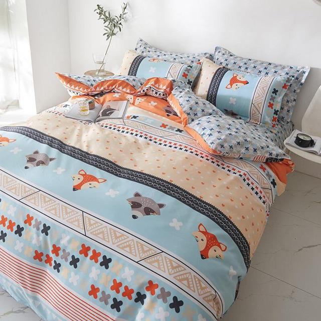 Set Chăn Ga Thổ Cẩm Bé Cáo Xinh Cotton Poly Đanh Mát Dày Dặn