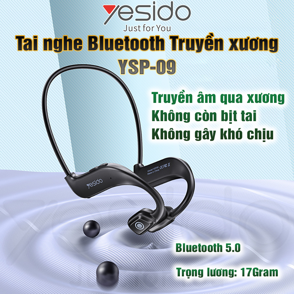 Tai nghe Truyền xương Bluetooth  YSP-09 Thoải mãi nghe nhạc trong thời gian dài Hàng Chính Hãng