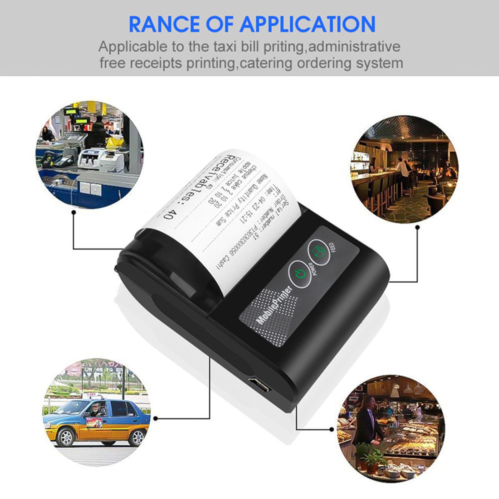 Black Bluetooth Printer Bill Thermal Receipt Printer Paper for IOS New