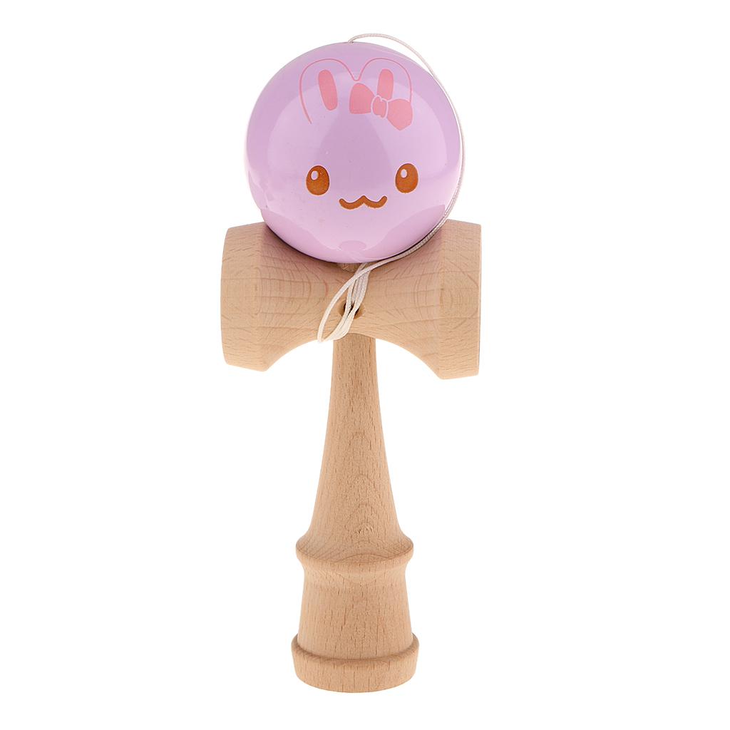 Gỗ Kendama Đồ Chơi Dễ Thương Cho Bé Mặt Búp Bê Tím Bóng Đồ Chơi Cho Bé