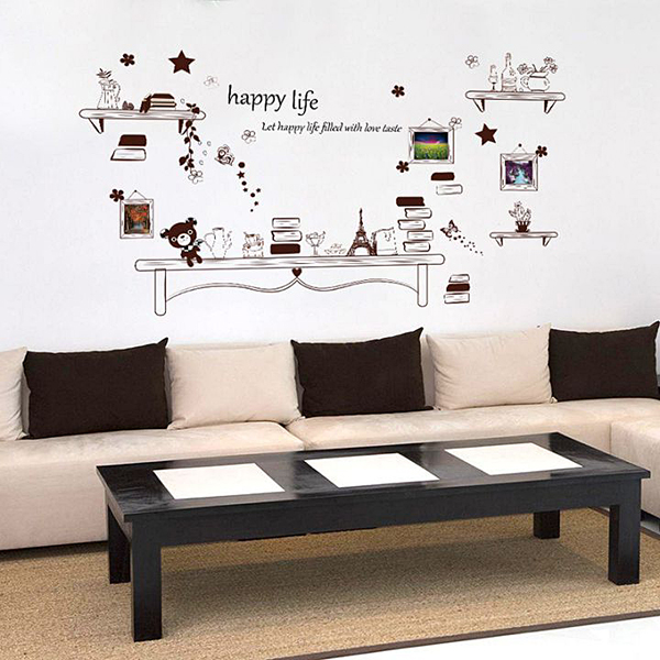 Decal Dán Tường Trang Trí Nhà Cửa Sáng Tạo Tranh Kệ Sách 3D DKN049