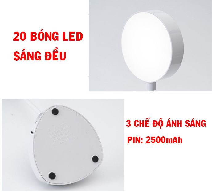 Đèn Bàn Học LED USB Di Động Sạc Điện – 03 Chế Độ Ánh Sáng Vàng Bảo Vệ Mắt Chống Cận