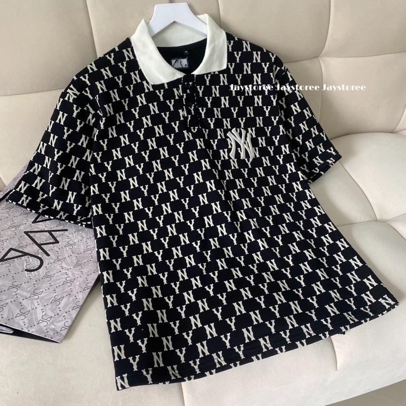 Áo Thun Polo Unisex NY màu ĐEN vải chân cua dày mịn Nam nữ unisex Áo thun có cổ form rộng Jaystoree