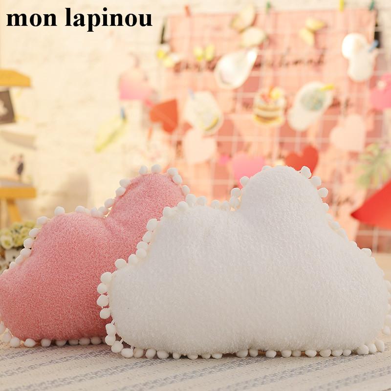 Đám Mây Gối Nhung Màu Hồng Trắng Nhồi Bông Mềm Ngôi Sao Ném Gối Mặt Trăng Đệm Cho Bé Trẻ Em Áo Gối Sofa Trang Trí Nhà Bạn Gái Gối & Đệm