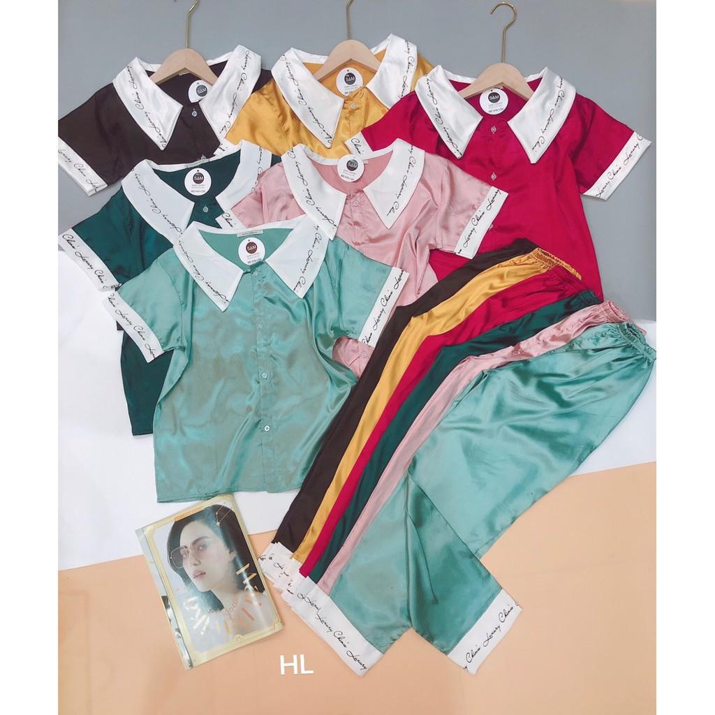 Bộ Lụa Pizama Áo Cộc Quần Dài phối pijama lụa satin