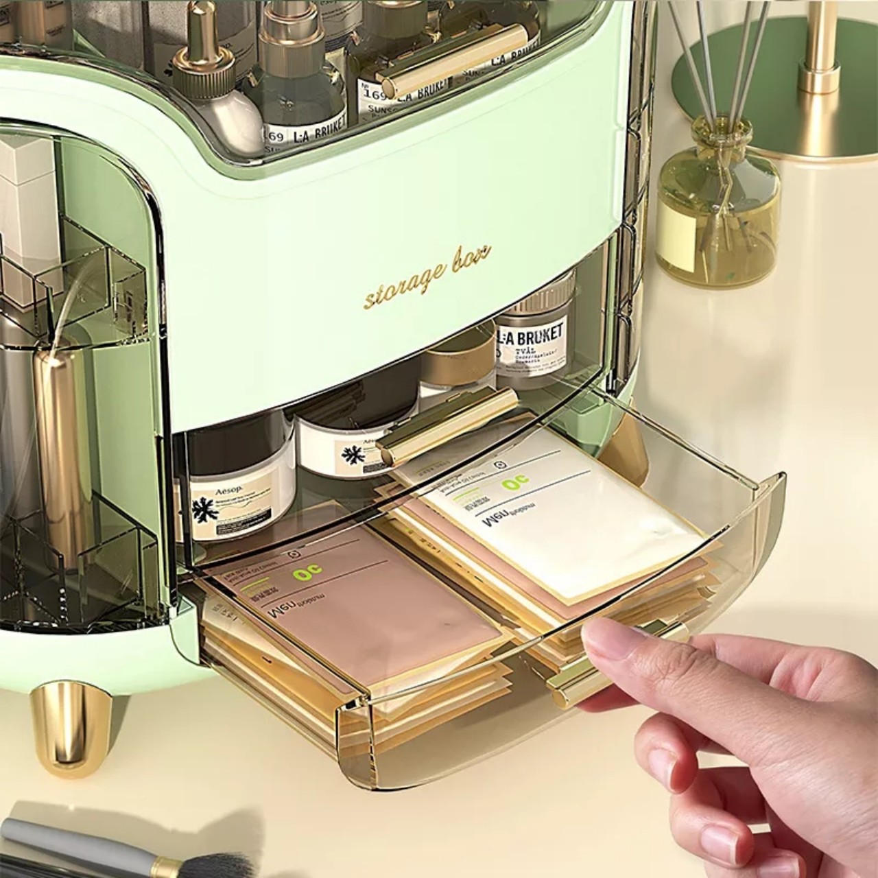 Hộp Đựng Mỹ Phẩm Trang Trí Bàn Trang Điểm COSMETIC SWING - Home and Garden