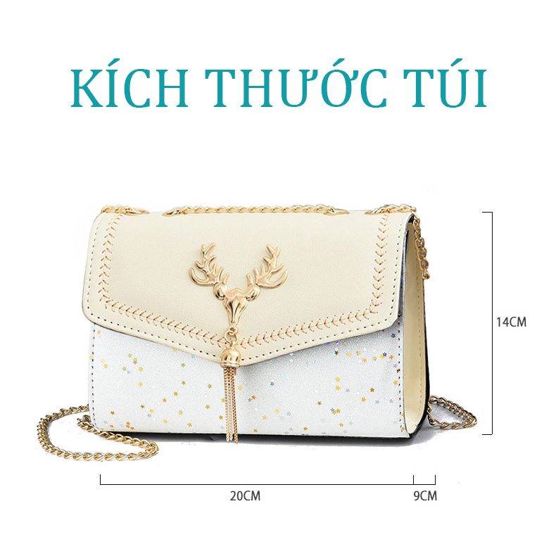 Túi Đeo Chéo Nữ Sừng Tuần Lộc Màu Vàng