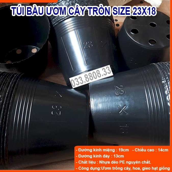 TUÍ BẦU TRÒN ĐEN ƯƠM CÂY - 1KG - CHẬU NHỰA SỬ DỤNG NHIỀU LẦN