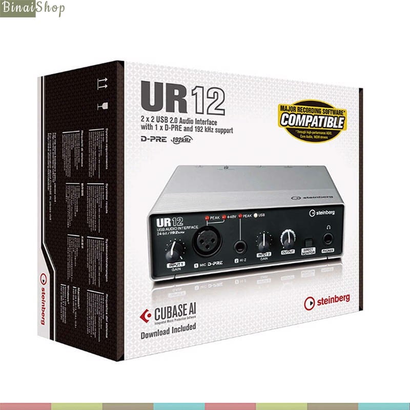 Steinberg UR12 - Sound Card USB Thu Âm Chuyên Nghiệp, Phần Mềm Cubase AI Bản Quyền