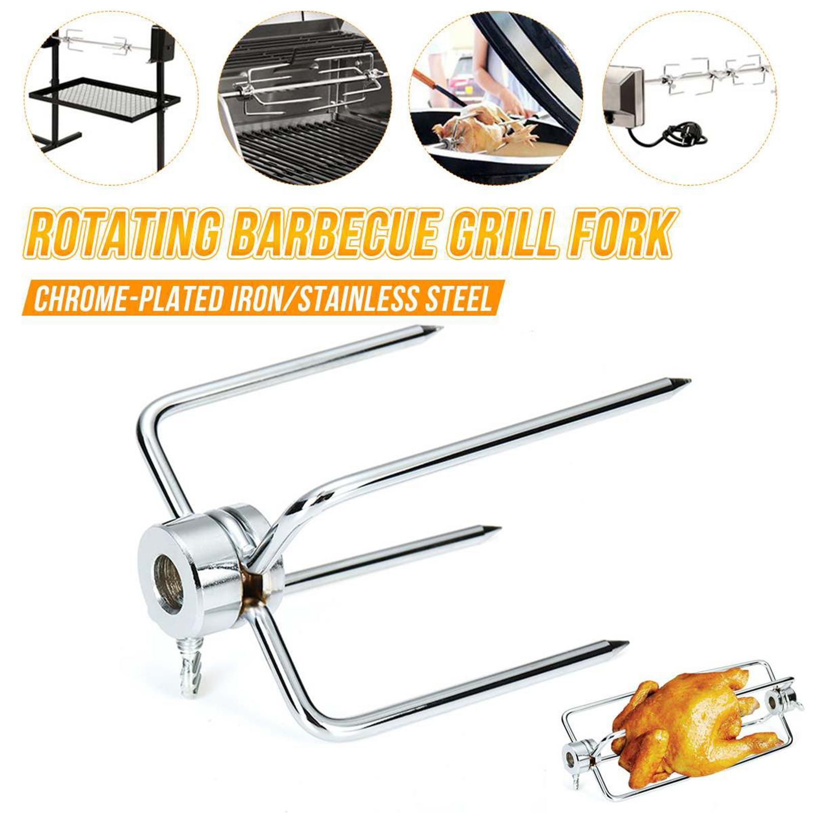 2X 2x Rotisserie BBQ Spit Fork Roaster Grill Barbecue Accessories
