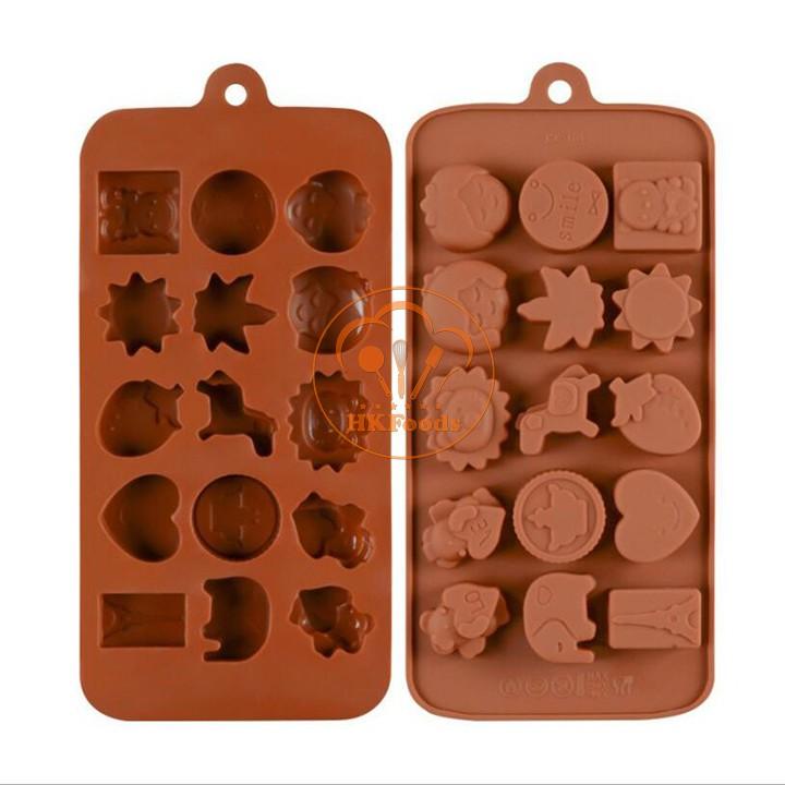 Khuôn silicon làm thạch rau câu, chocolate, làm bánh 15 hình con vật / voi ngựa mặt trời lá love eiffel