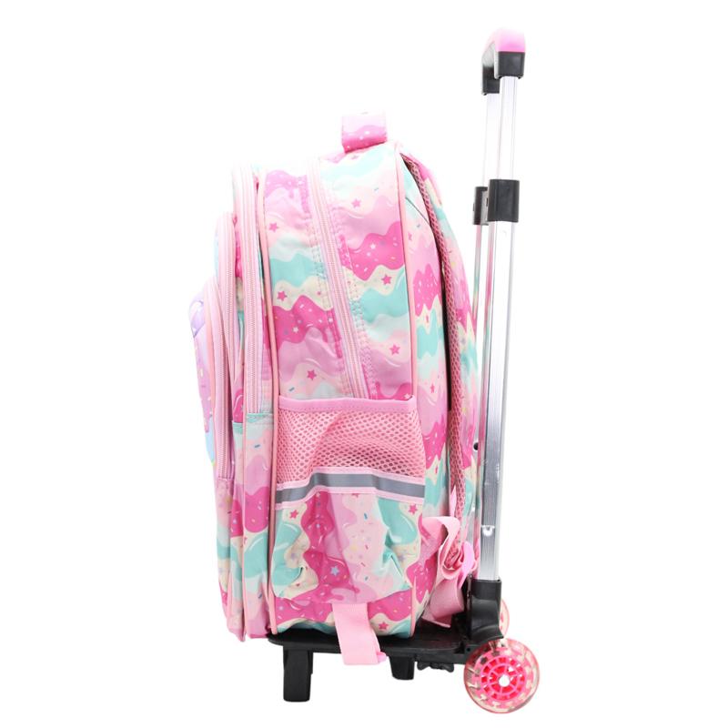 Ba Lô Học Sinh Cần Kéo 3 Ngăn - Hình Kem Mặt Cười - Hong Sheng 2021 - Màu Hồng