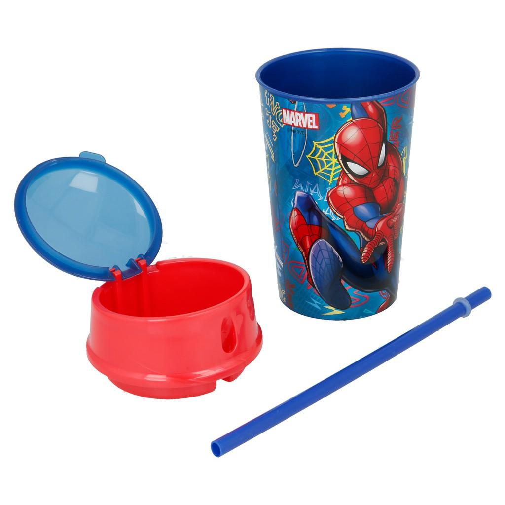 Combo SieuKid Hộp Cơm Kèm Thìa Nĩa và Bình Nước Snack Tumbler Spider-Man Graffiti 400ml Chính Hãng