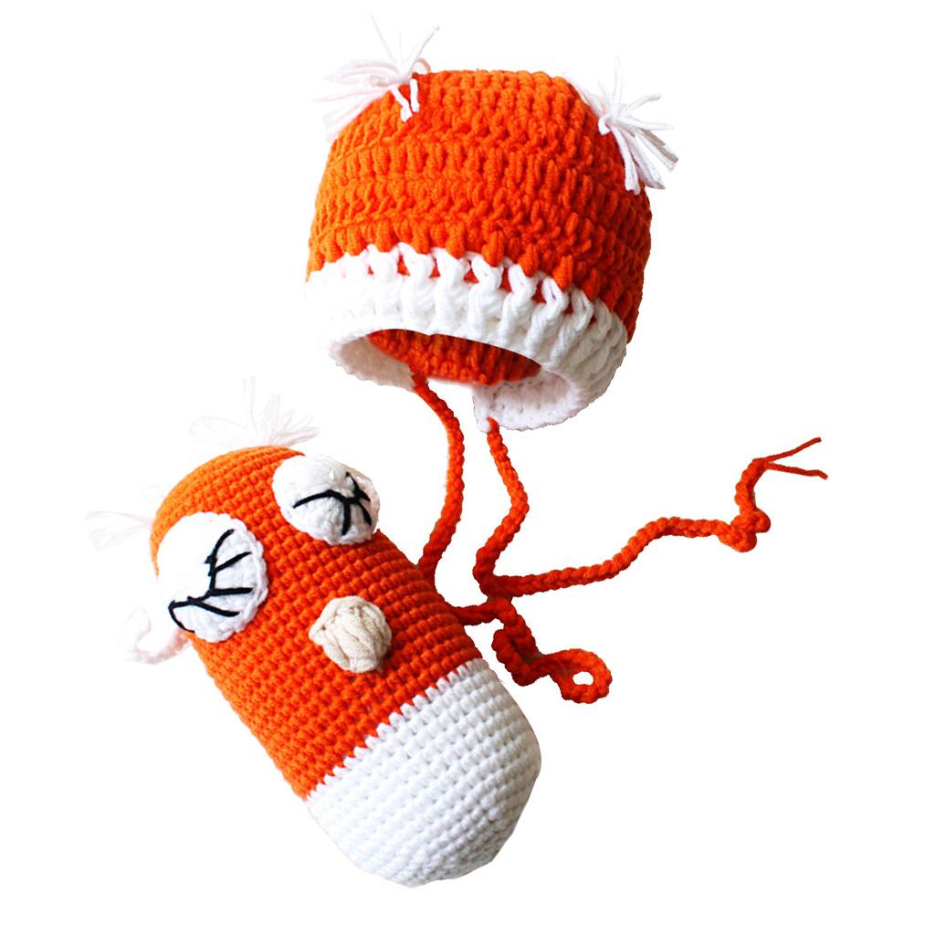 Newborn Baby Girls Boys Crochet Knit Hat+Toys Photography Photo Prop Outfits
