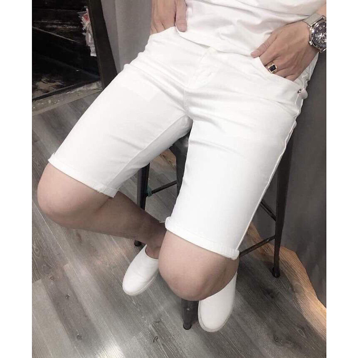 Quần Jeans Bò Nam Ngắn Short Lửng Ngố