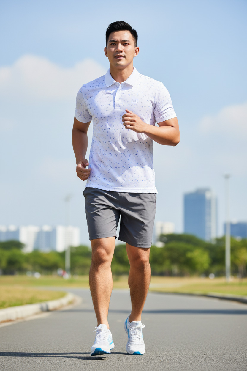 Áo thun polo nam Khatoco xẻ tà không túi(L-3XL)