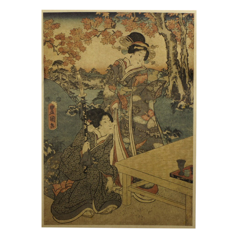 Tranh Toyokuni Momijigari No Himegimi (51.5 x 36cm)