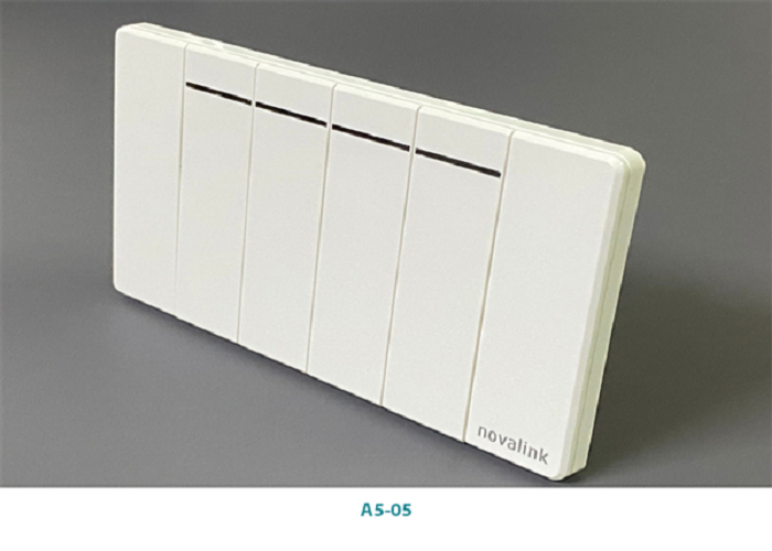 Bộ Mặt 4 công tắc 1 chiều khung nhôm cao cấp hình chữ nhật màu trắng điện áp 220V-250V, công tăc an toàn cho trẻ em dùng trong gia đình