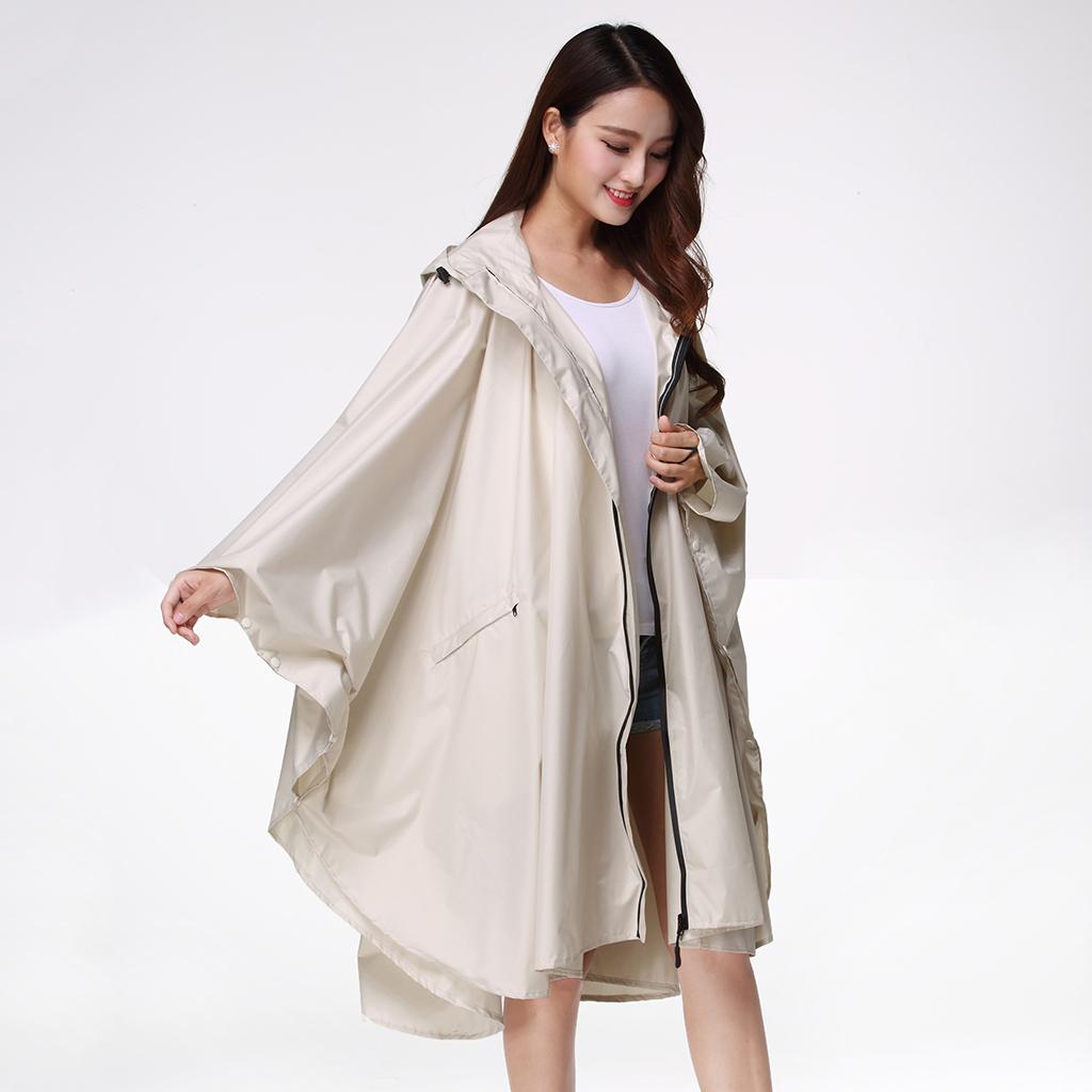 Women's Lightweight Waterproof Outdoor Raincoat Portable Poncho Beige