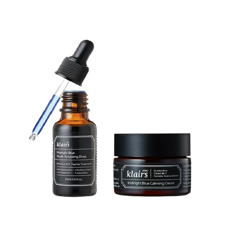 Combo Tinh Chất + Kem Dưỡng Ẩm, Làm Dịu Và Phục Hồi Da Ban Đêm Dear, Klairs Midnight Blue