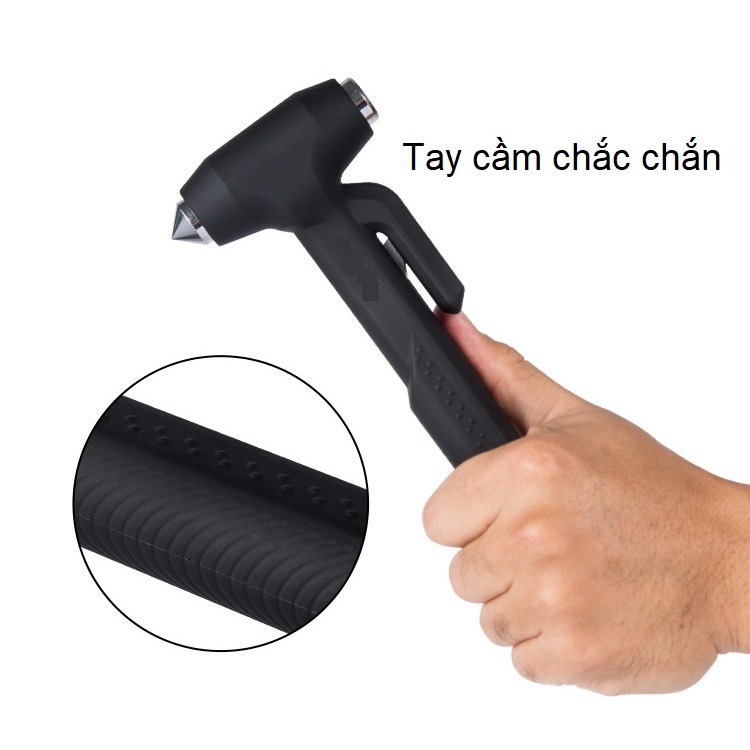 Búa thoát hiểm cứu hộ cao cấp phá kính ô tô đa năng, cầm tay chắc chắn an toàn F05 (Tặng miếng thép để ví 11n1)