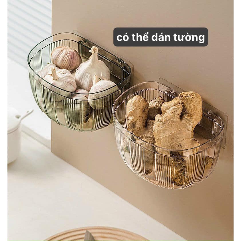 HỘP NHỰA TRONG SUỐT ĐỰNG HÀNH TỎI TREO TƯỜNG, DÁN TƯỜNG TIỆN LỢI